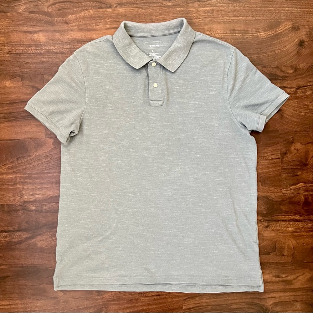 Sonoma Polo Shirt Gray Button Up Casual Short Sleeve Men’s Size L